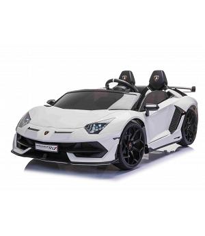 COCHE LAMBORGHINI AVENTADOR 12V, 2 PLAZAS, 2 MOTORES, BLANCO, RC PARENTAL - BNLAMOWHITE2PL